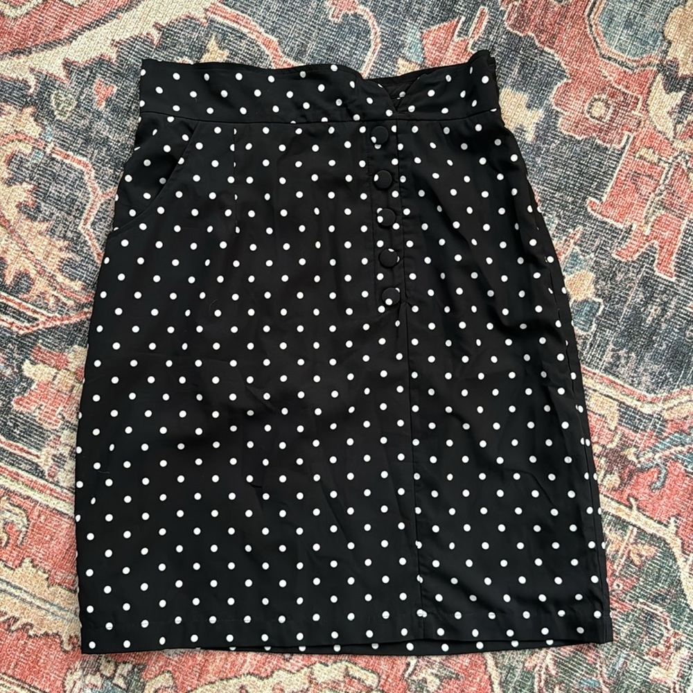 eShakti black skirt white polka dots pencil skirt W-L